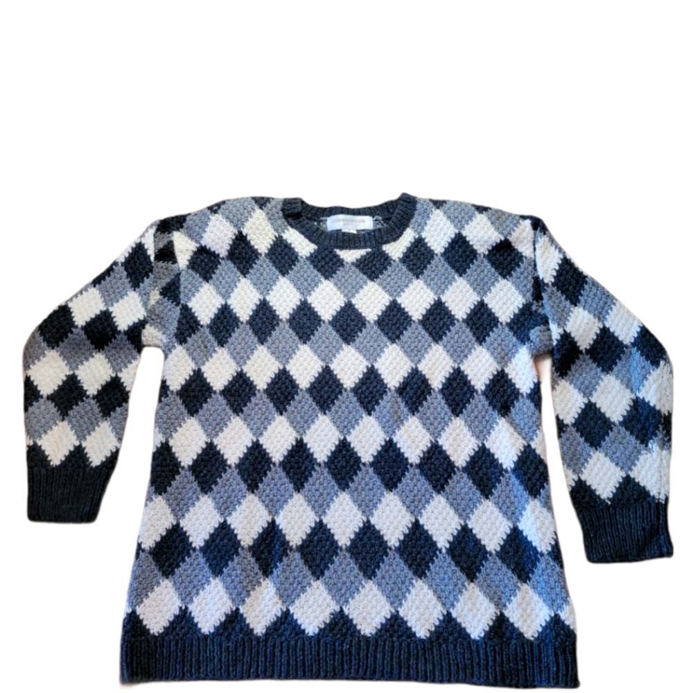 Jones New York black/white/gray cotton sweater Medium
